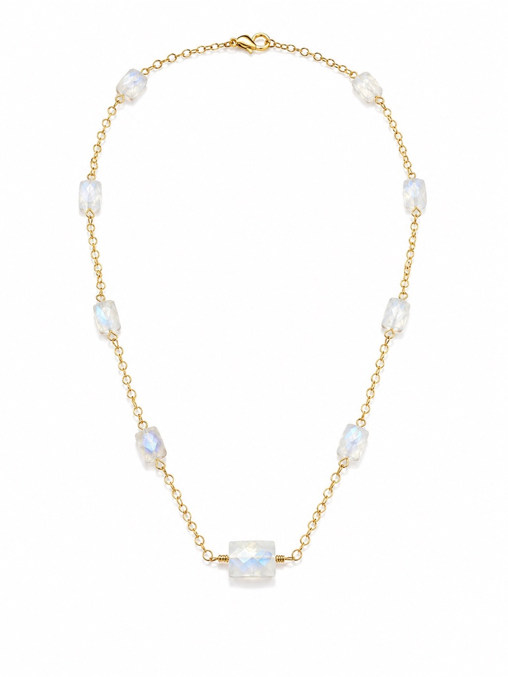 Faceted Moonstone Stationary Necklace (AW8)
